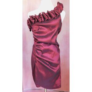 i.m. Dress One-Shoulder Burgundy Ruffle Cocktail Dress Size 11